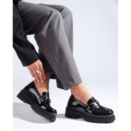 Shelovet patent leather loafers with thick soles black 1