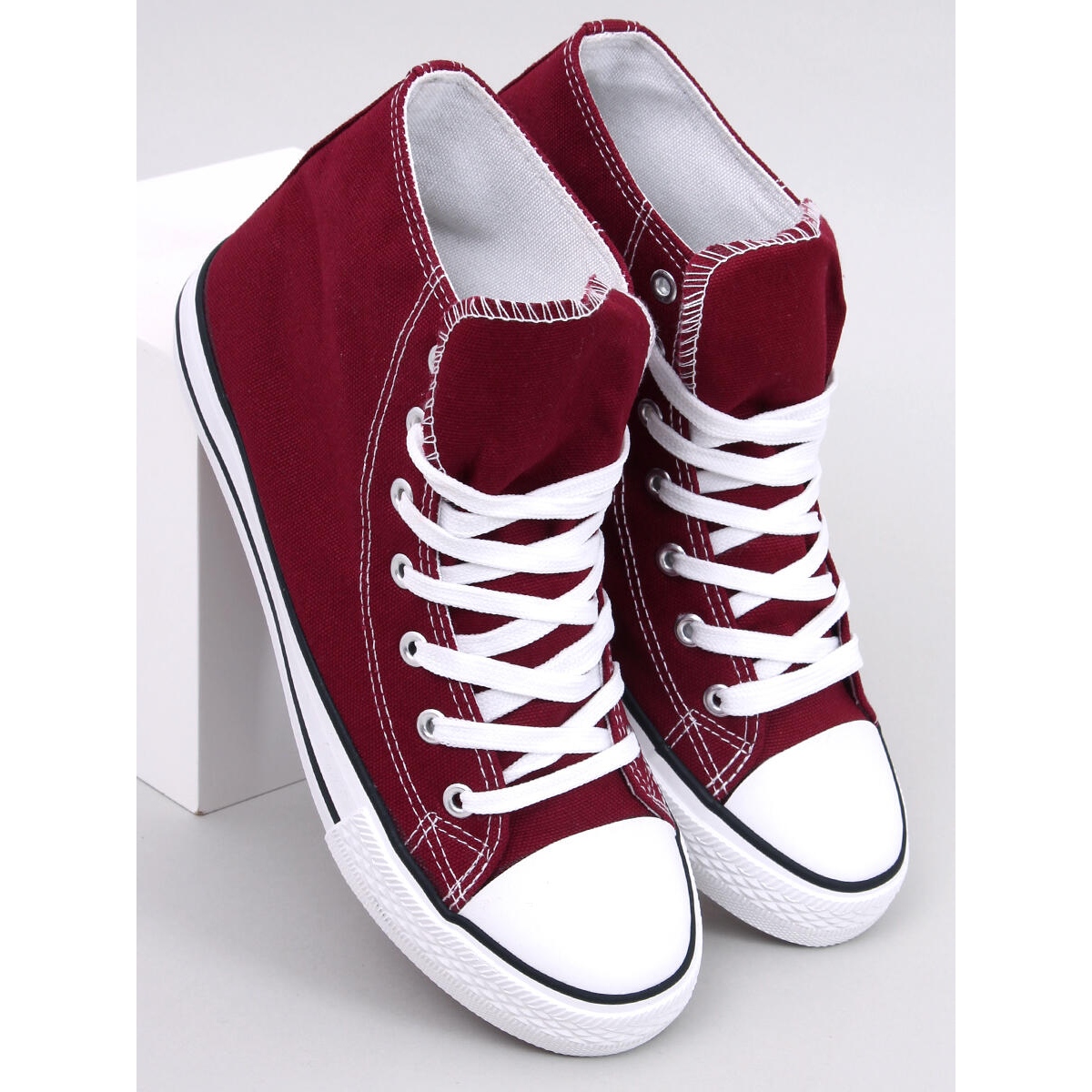 Jude Wine Ankle Canvas Sneakers red