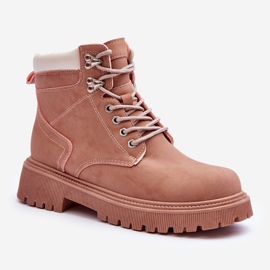Women's Leather Warm Trappers Pink Poles 1