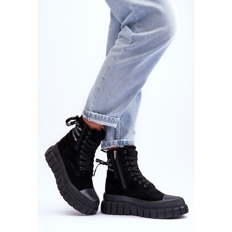 Women's Suede Platform Boots Black Rafter 2