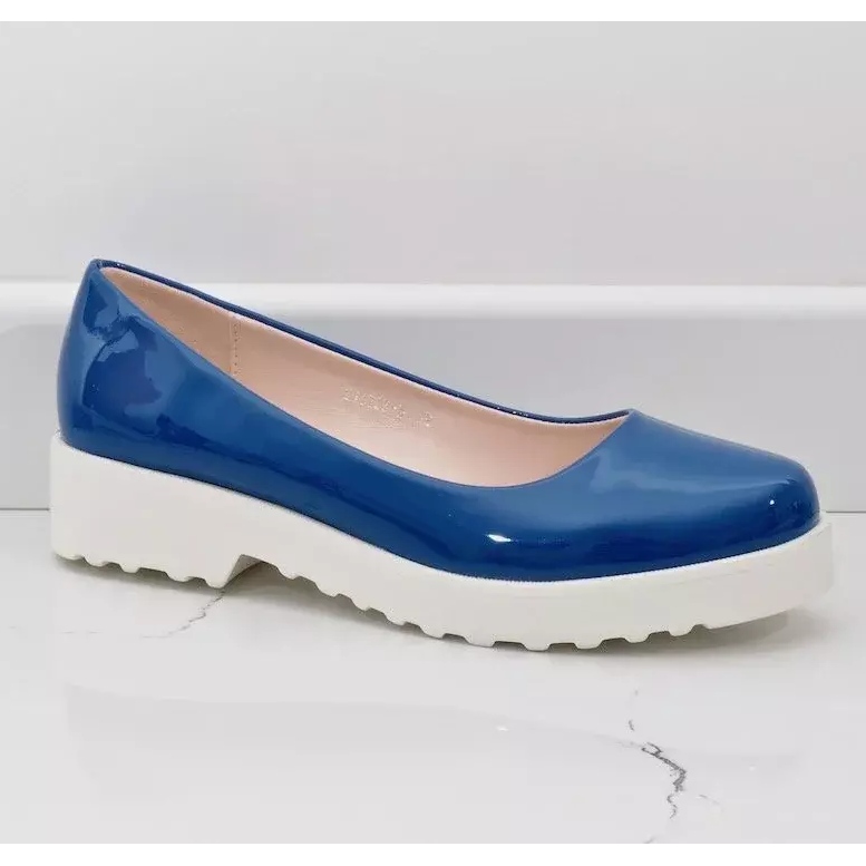 Blue, slip on wedge shoes BJ6223-5 1