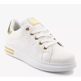 White sneakers with gold accessories BO-550 golden 1