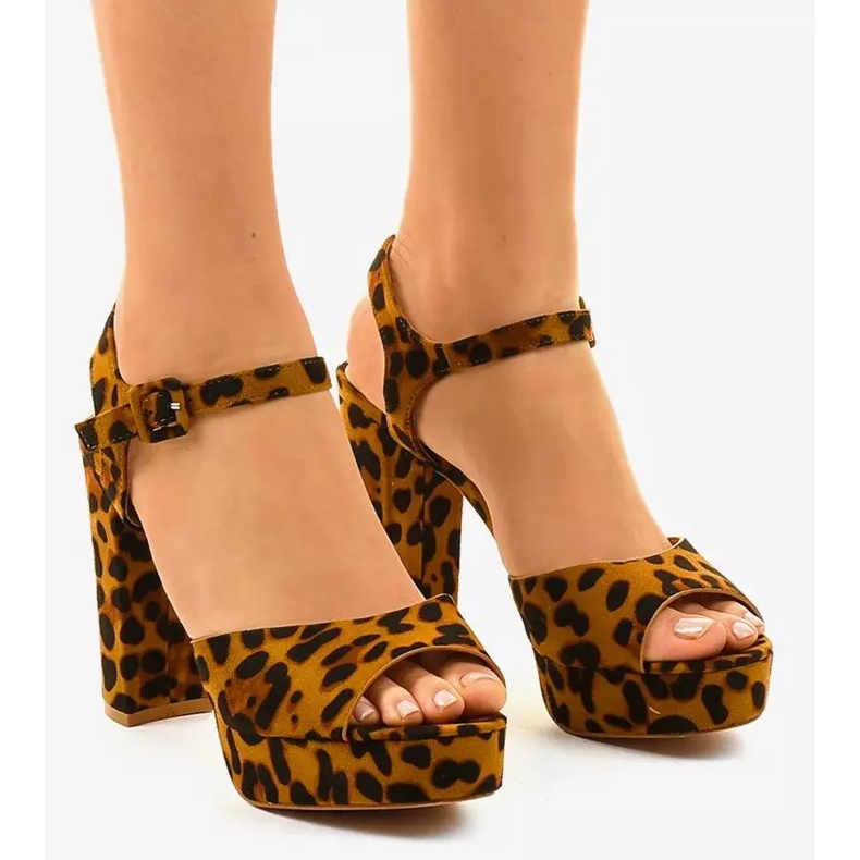 Leopard sandals on the post suede AT-0660-L multicolored 1