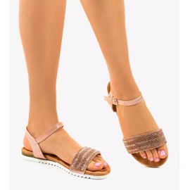 Pink flat sandals decorated with HT-69 2