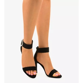 Black sandals on a stiletto heel made of eco-suede 91761-3 2
