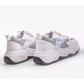 White sports sneakers with gray RAL-63 inserts grey 2