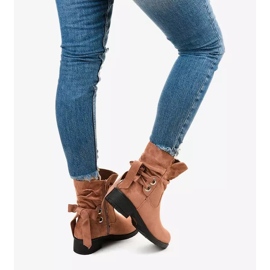 Afforen pink suede ankle boots 2