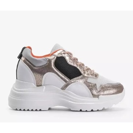 White and gold wedge sneakers Alexandra golden 1