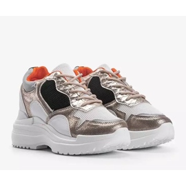 White and gold wedge sneakers Alexandra golden 2