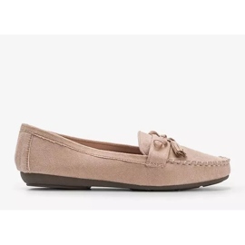 Ladies' beige moccasins with a Kasandra bow 1