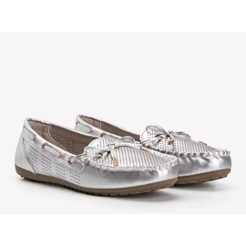 Silver loafers made of eco-leather, openwork Esther 2