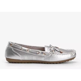 Silver loafers made of eco-leather, openwork Esther 1