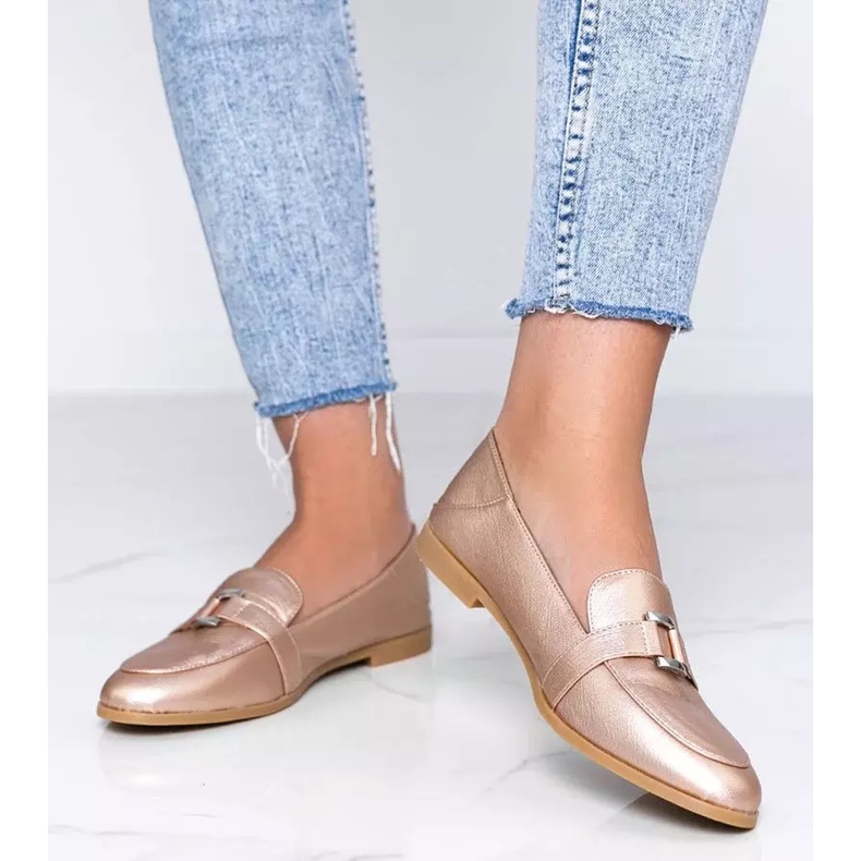 Gold loafers with Island Paradise buckle golden 2
