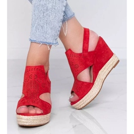 Red openwork sandals on the wedge Kristi 2