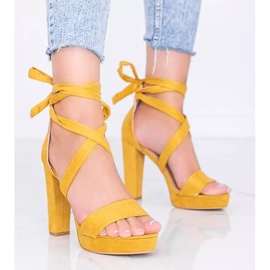 Ginny's mustard lace-up sandals yellow 1