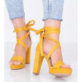 Ginny's mustard lace-up sandals yellow 2