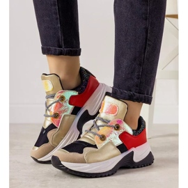 Gold sneakers with a high Spring sole black 1