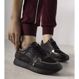 Black sports sneakers with an openwork Festival pattern 2