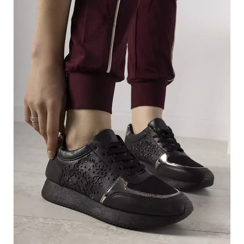 Black sports sneakers with an openwork Festival pattern 2