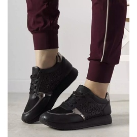 Black sports sneakers with an openwork Festival pattern 1