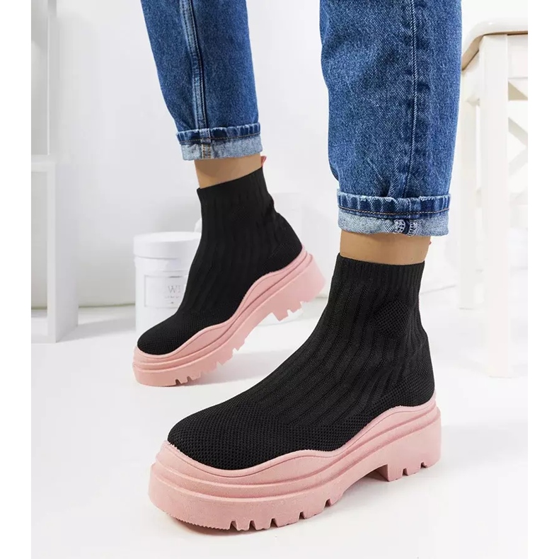 Black and pink high-top sneakers from Marks 1