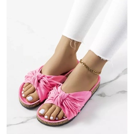 Laderies fringed pink neon slippers 1