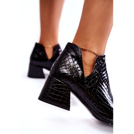 PA2 Lacquered Booties With Crocodile Cutouts Black Dalros Pattern 3