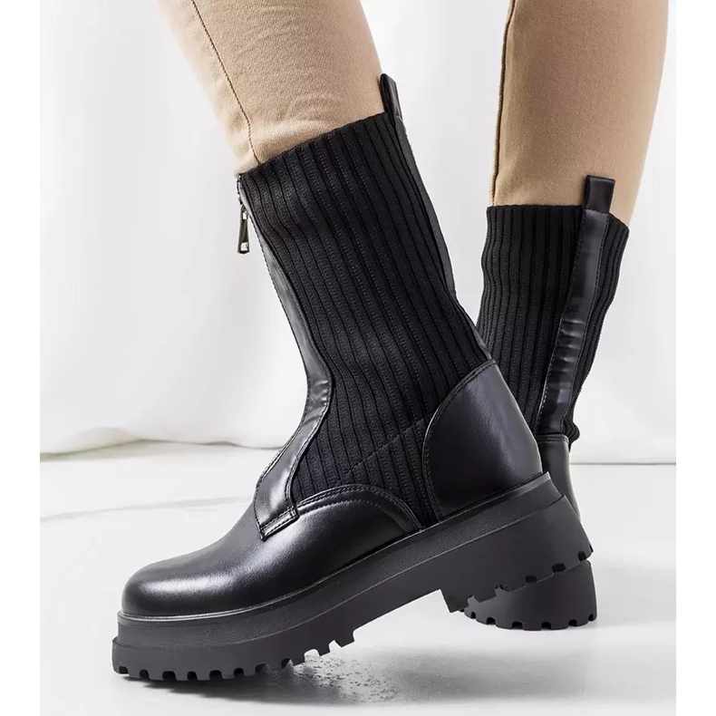Black boots with a sock upper from Lewin 1