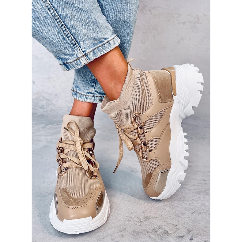 Petra Khaki sock sneakers beige 2