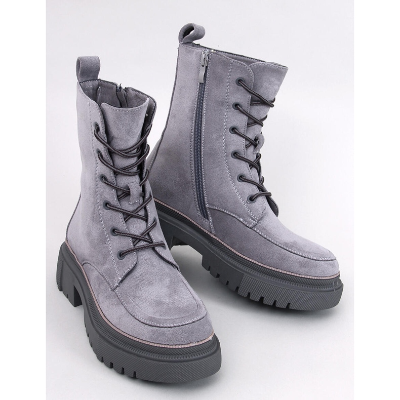 Roisin Gray suede lace-up boots grey 1