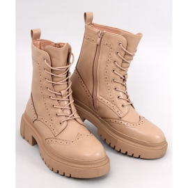 Aubert Khaki lace-up boots beige 1