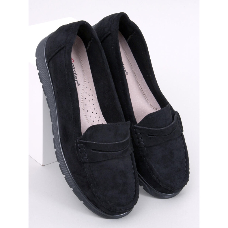 Suede loafers with leather insole Marit Black 1