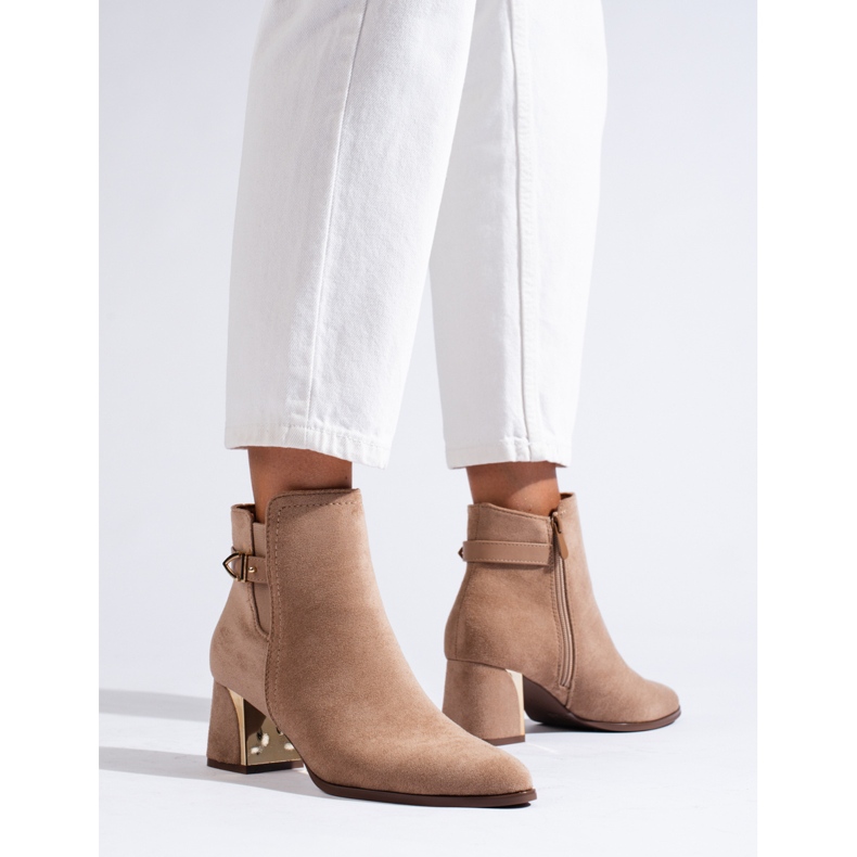 Women's beige suede boots from Shelovet 1