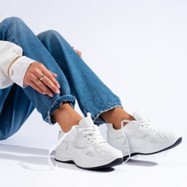 Shelovet women's white lace-up sneakers 1