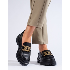 Black women's moccasins on a thick Shelovet platform 1 Black women's moccasins on a thick Shelovet platform 1
