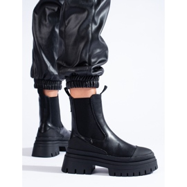 Women's black Chelsea boots on the Shelovet platform 1