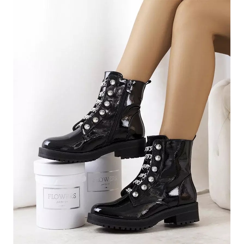 Black lacquered Ibarra boots 2