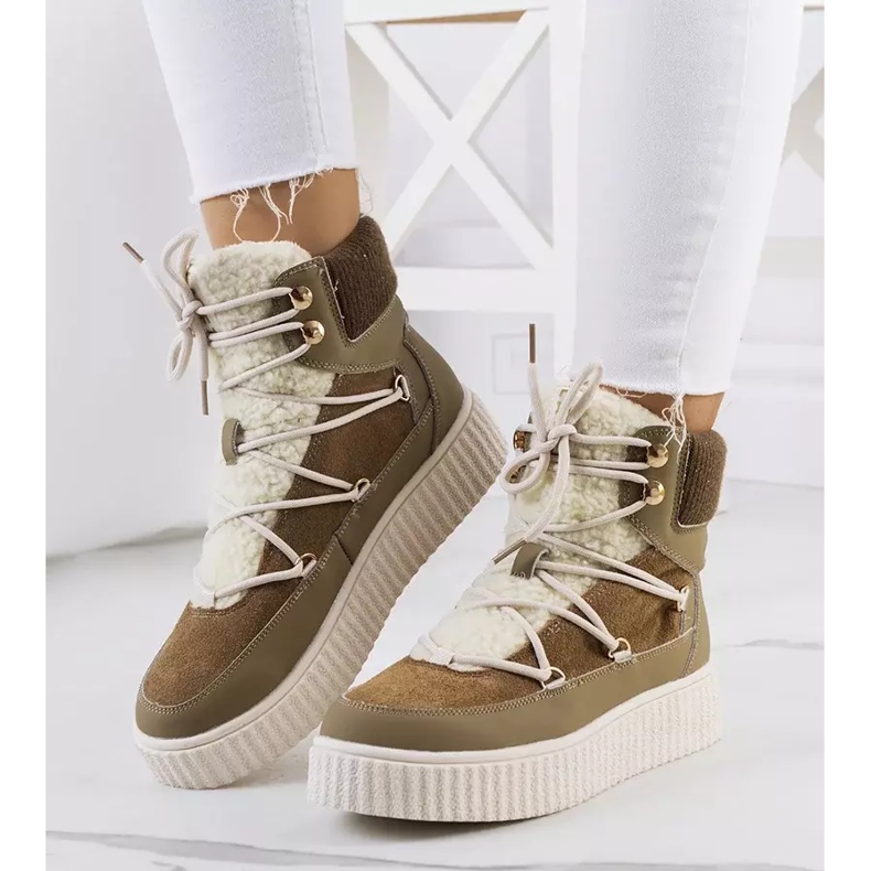 PA1 Women's green snow boots from Laursen beige brown khaki 1