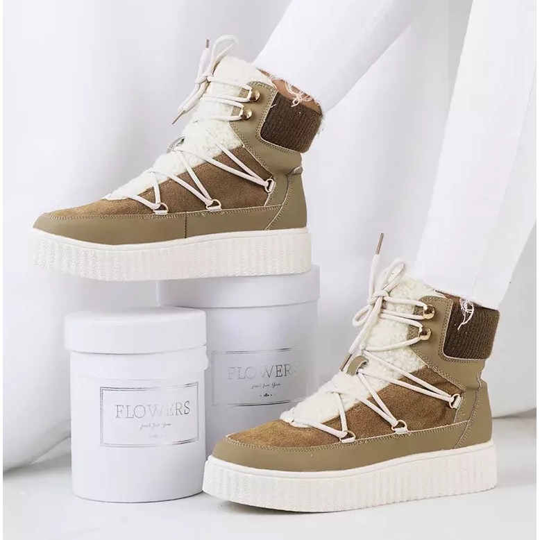 PA1 Women's green snow boots from Laursen beige brown khaki 2