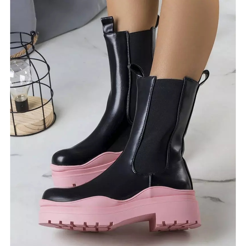BM Black boots on a pink Jadiel sole 2