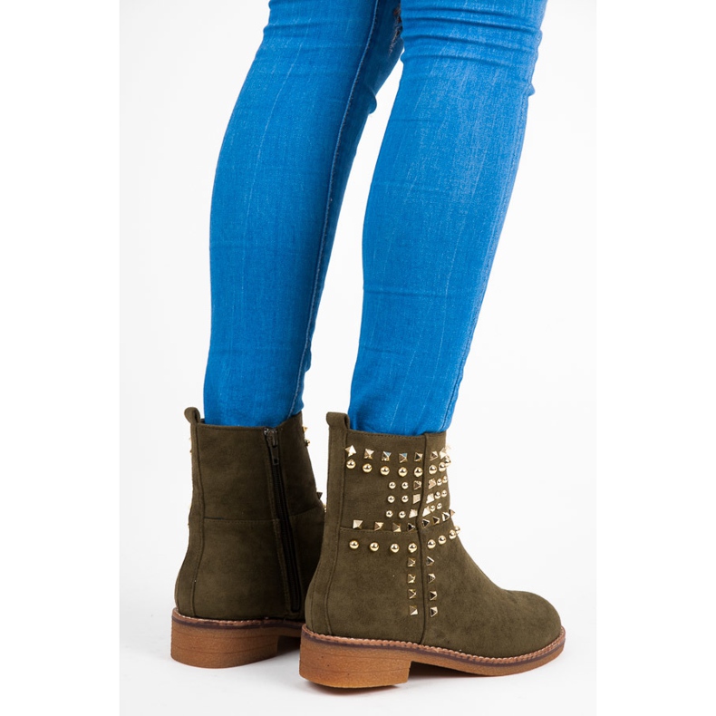Vices New Collection Suede biker boots green 1