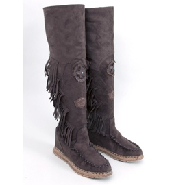 Russo D.KHAKI wedge heel boots with fringes brown 1