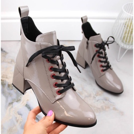 Lacquered taupe women's boots D&amp;A S.Barski Premium Collection MR870-66 beige 1