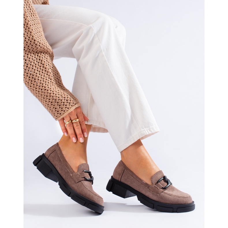 Dark beige suede loafers from Shelovet 1