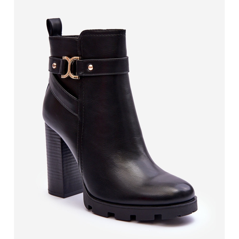 FB2 Leather High Heel Boots Black Liani 1