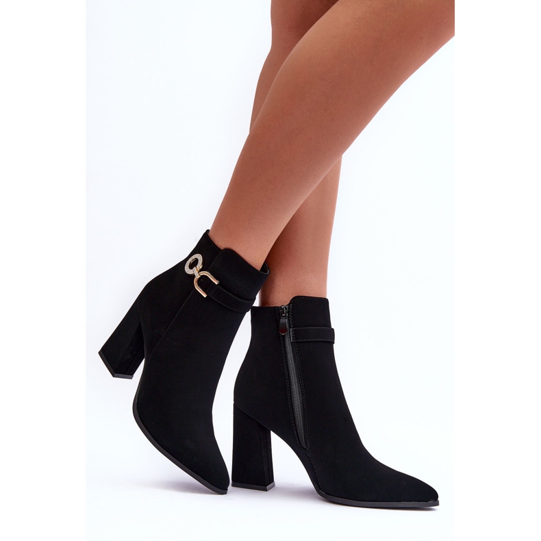 FB2 Leather Ankle Boots With Black Lymall Decoration 2