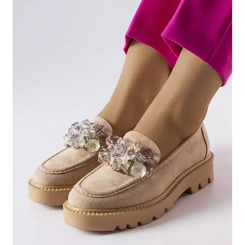 Venezia Beige loafers decorated with Vinceza crystals 1 Venezia Beige loafers decorated with Vinceza crystals 1