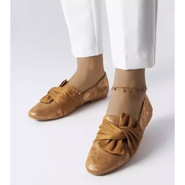 Brown metallic ballerinas with a bow from Dodier golden 1