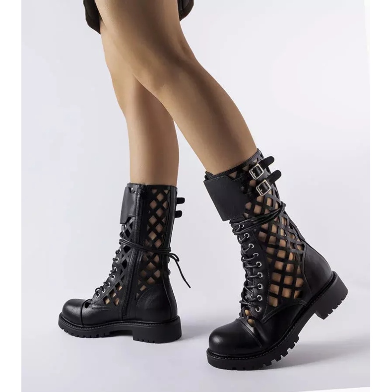 Black openwork boots from Minks 1