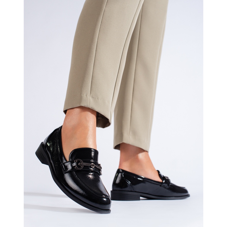 Lacquered elegant black Shelovet loafers 1